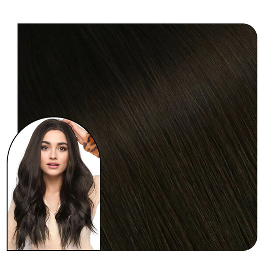 Full Cuticle Virgin Hand-tied Real Human Hair Weft Darkest Brown #2