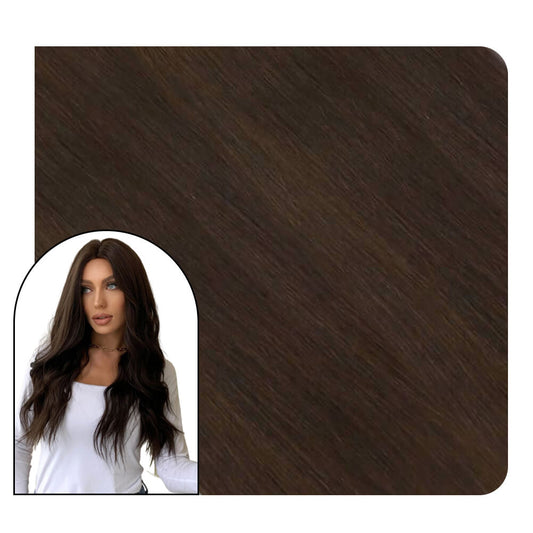 Virgin Tape in Hair Extensions Pure Color Dark Brown for Thickness #2