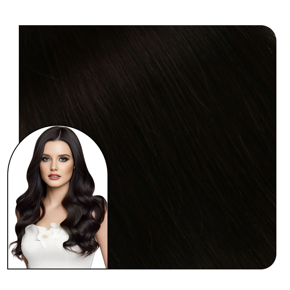 Human Hair Bundles Genius Weft Extensions Darkest Brown