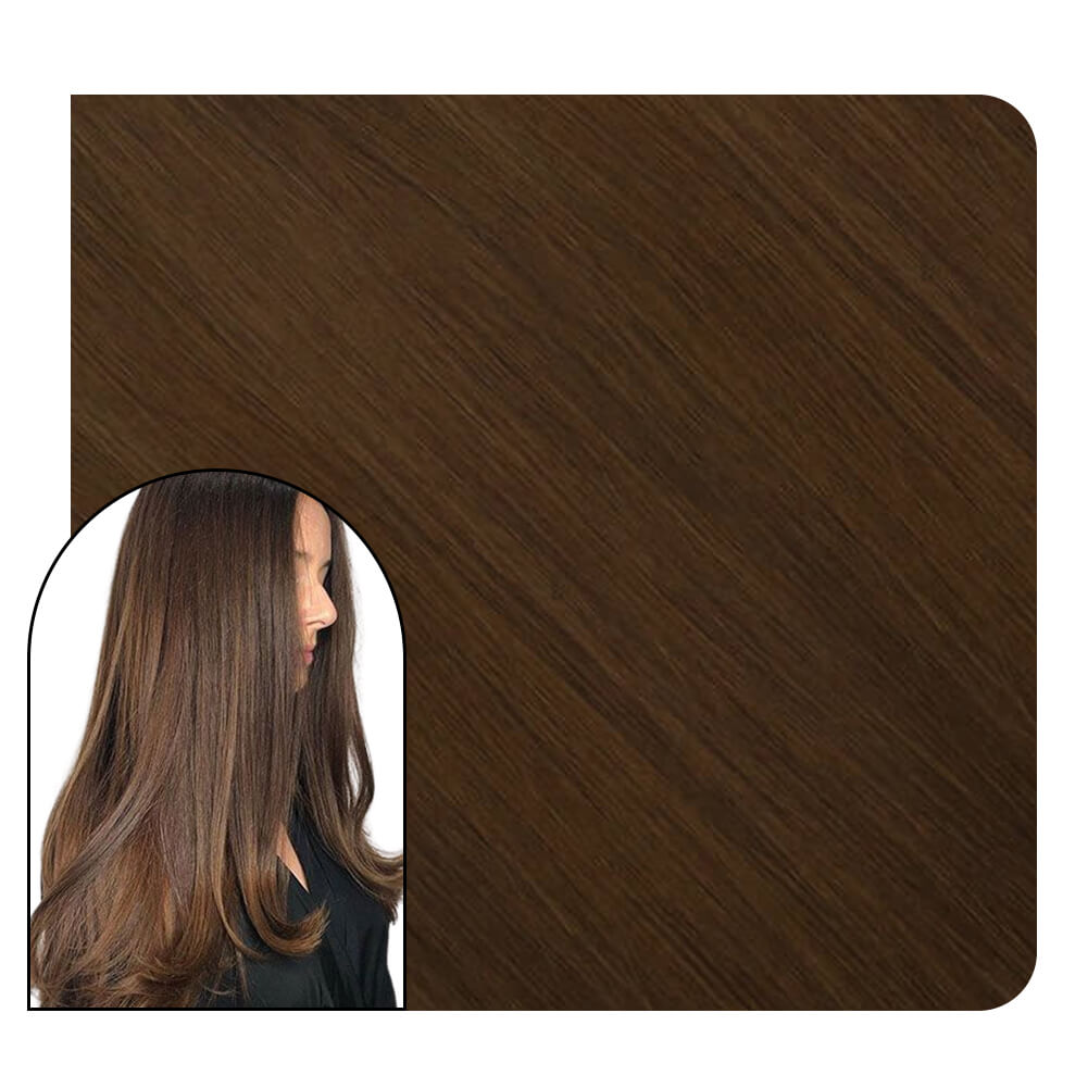100% Virgin Human Hair Tape in Extensions Chocolate Brown Color #4