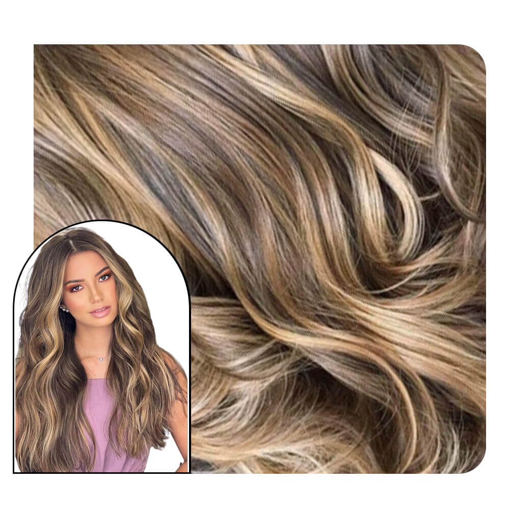 Body Wavy Seamless Inject Tape in Hair Extensions Balayage #4/27/4