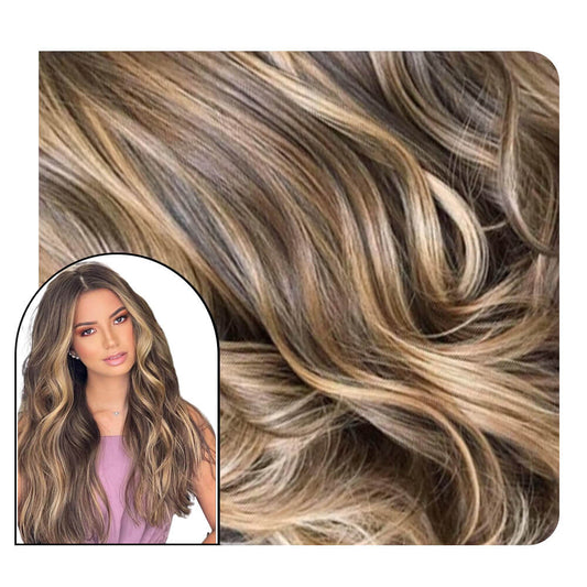 Body Wavy Seamless Inject Tape in Hair Extensions Balayage #4/27/4
