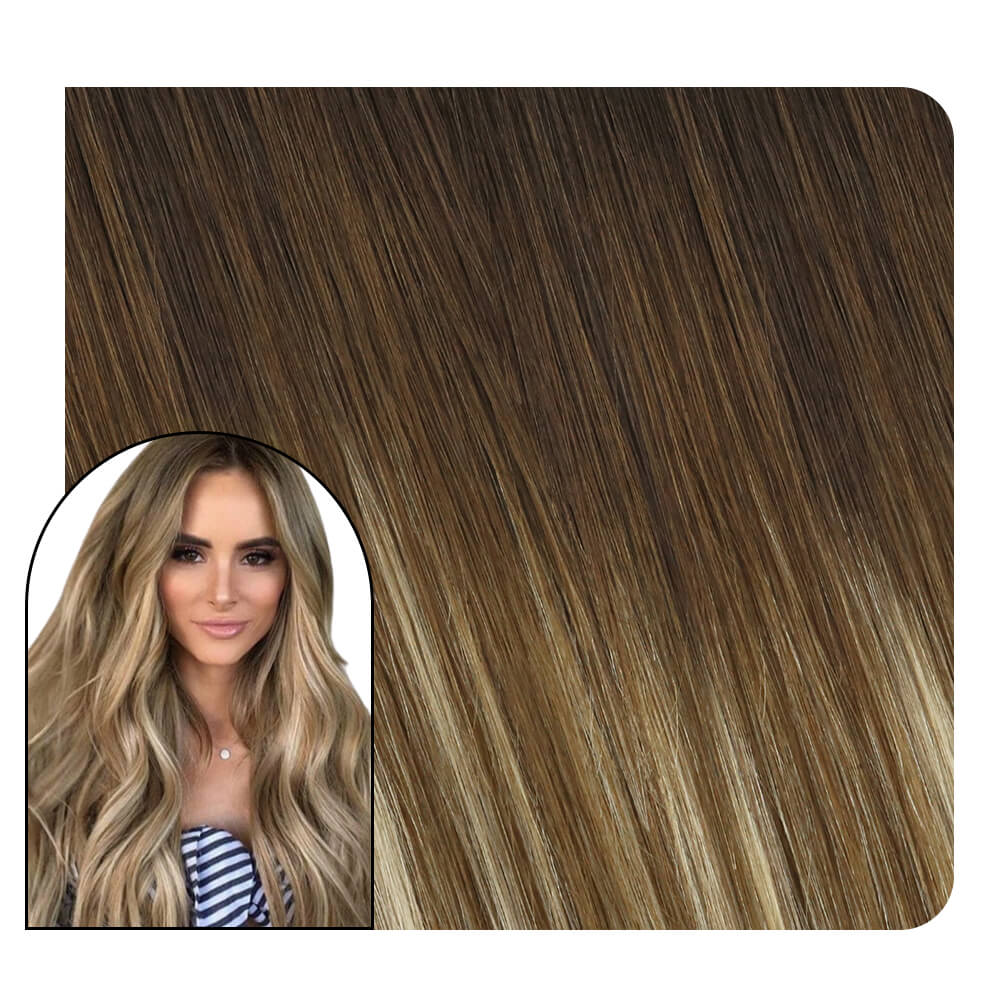 Chocolate Brown Ombre Look Clip in Hair Extensions #4/6/613 | Ugeat