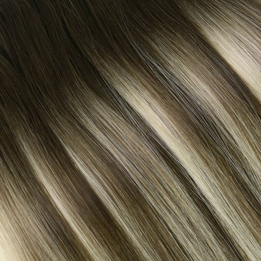 Customize Virgin Flat Silk Weft Human Hair Extensions Hair Weft Balayage Color #4/8/27/4