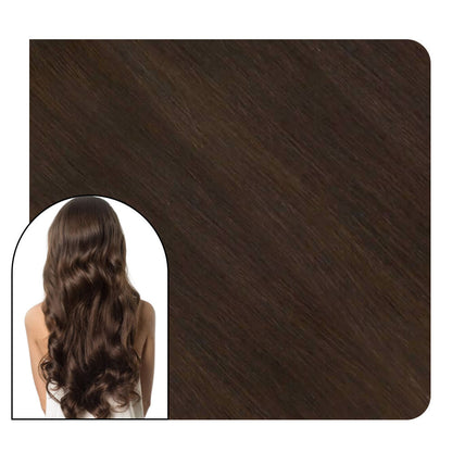 100% Virgin Human Hair Tape in Extensions Chocolate Brown Color #4
