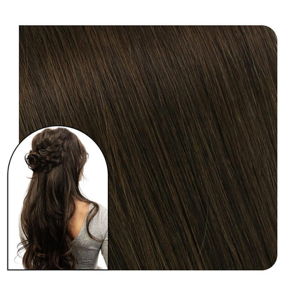 [Virgin+] Full Cuticle Virgin Hand-tied Real Human Hair Weft Medium Brown #4