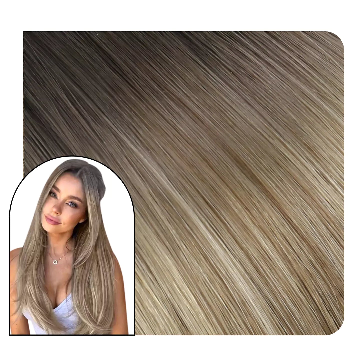 [Virgin Hair] Clip in Virgin Human Hair Extensions Full Head Wholesale Balayage Color #5/7/20