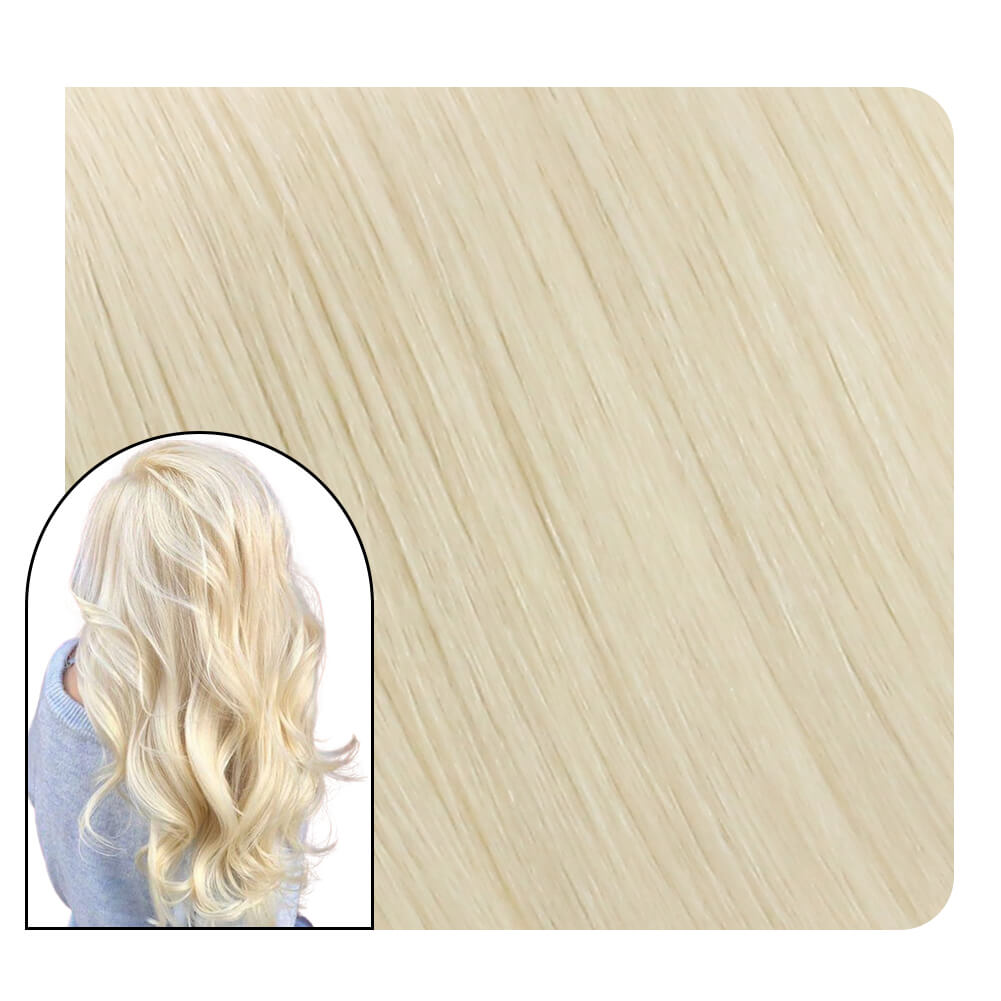 Tape in Hair Extensions Virgin Hair Platinum Blonde Pure Color #60