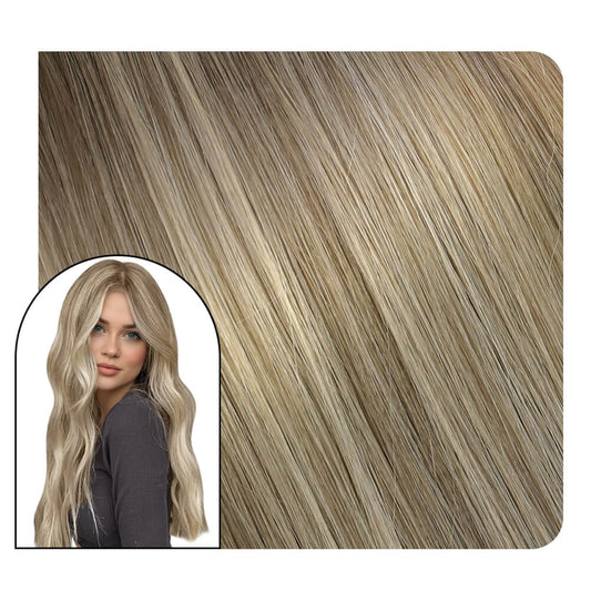 Full Cuticle Virgin Hand-tied Human Hair Extensions Balayage Color #8/8/613