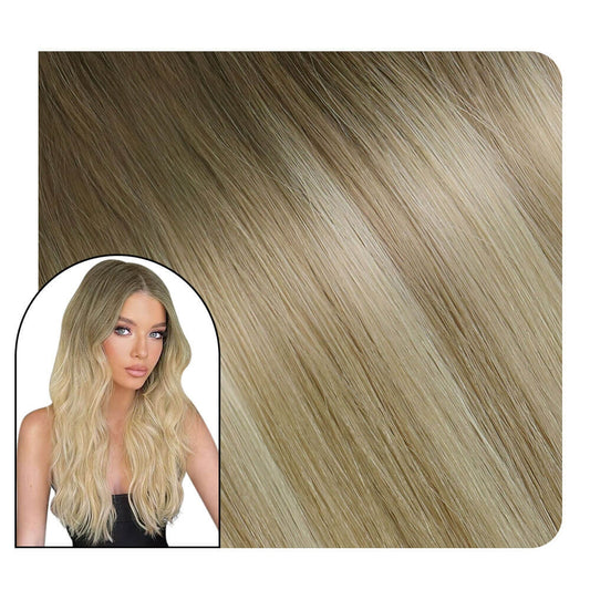 Seamless Injection Tape in Hair Extensions Virgin Hair Balayage Color #8/27/60