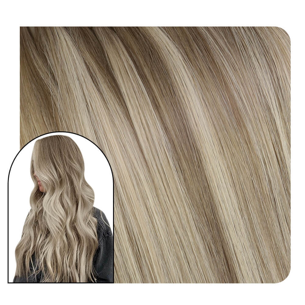 Virgin Hand-tied Human Hair Weft Balayage Light Brown With Blonde #8/8/613