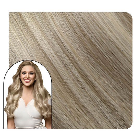 Full Cuticle Genius Weft Human Hair Extensions Balayage Color #8/8/613