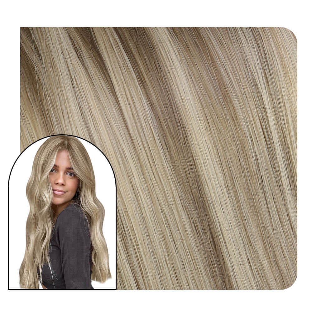 Full Cuticle Virgin Hand-tied Human Hair Extensions Balayage Color #8/8/613