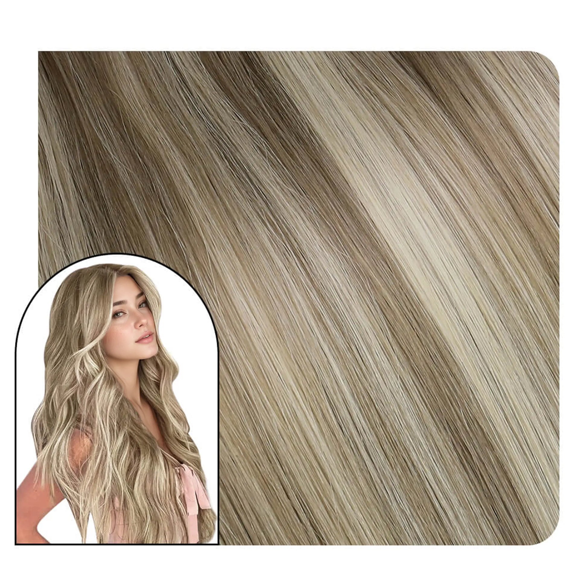 Hand-tied Real Human Hair Weft Highlithed Brown With Blonde #P8/60
