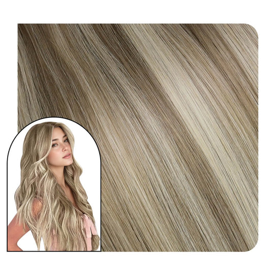 Hand-tied Real Human Hair Weft Highlithed Brown With Blonde #P8/60