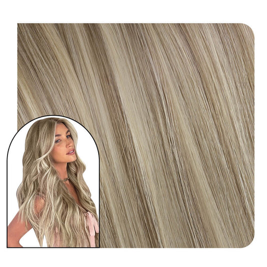 Hand-tied Real Human Hair Weft Highlithed Brown With Blonde #P8/60