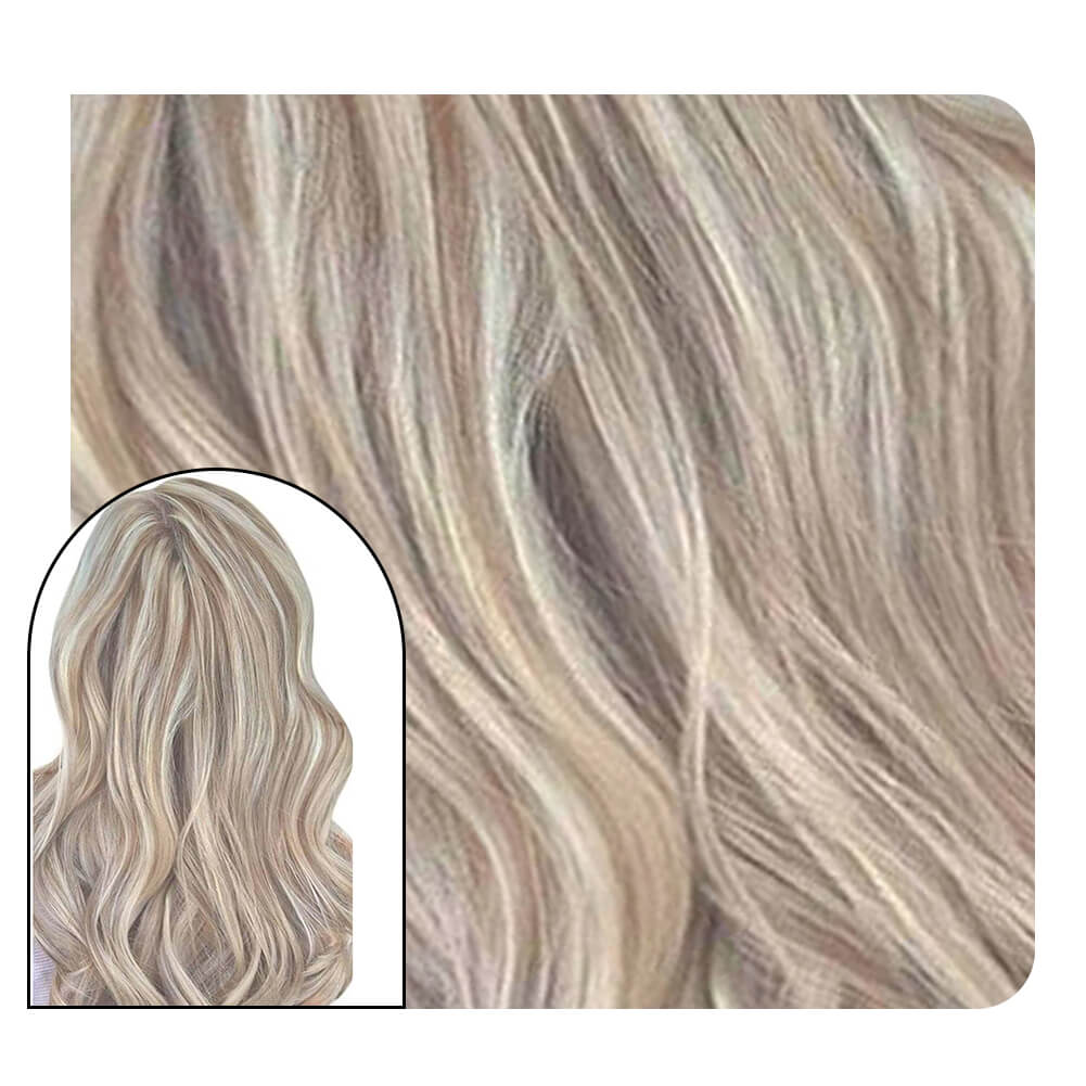 beach wavy tape in hair extensions highlight
