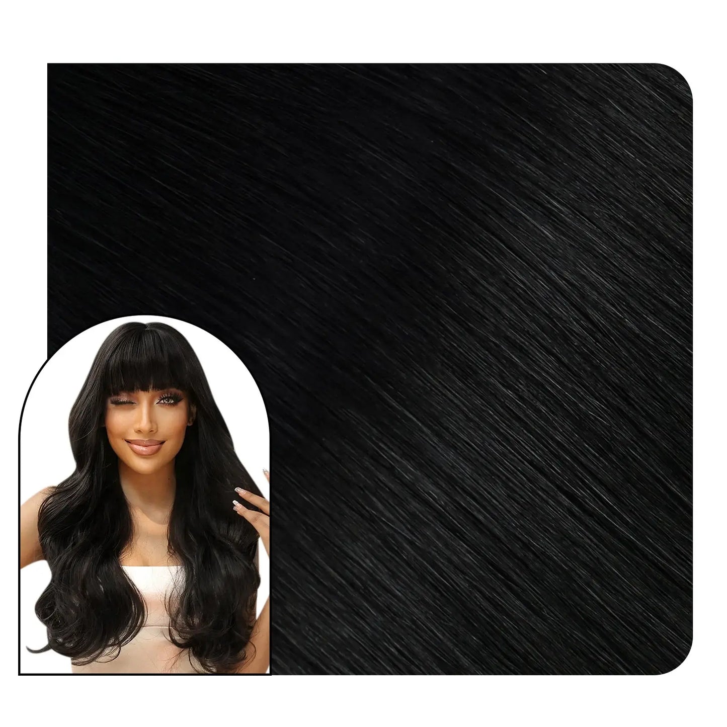 Clip in Hair Extensions 100% Real Human Hair Jet Black Straight Hair