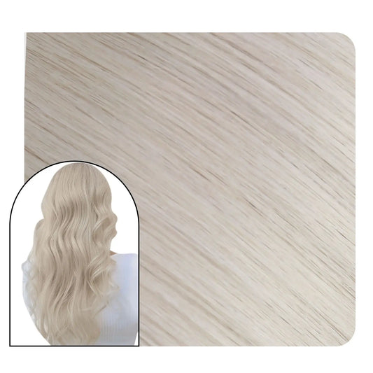 Clip in Hair Extensions Silky Straight Human Hair Pure Blonde Color