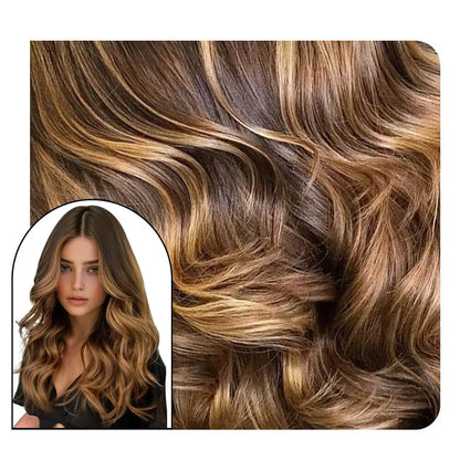 Beach Wavy Injection Tape in Hair Extensions Balayage Ombre Color #DU
