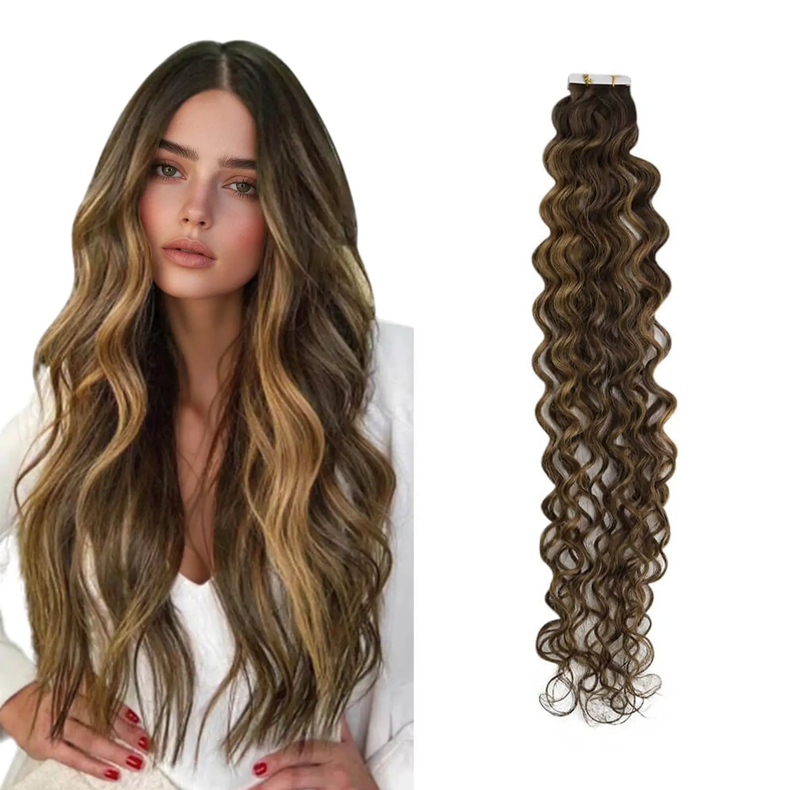 natural wave invisible injection tape in extensions #DU