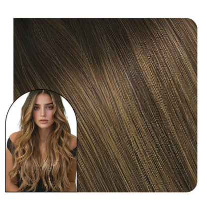 Invisible Virgin Hand-tied Hair Weft Human Hair Extensions For Women #DU