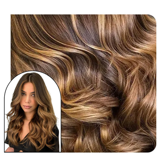 Beach Wavy Injection Tape in Hair Extensions Balayage Ombre Color #DU