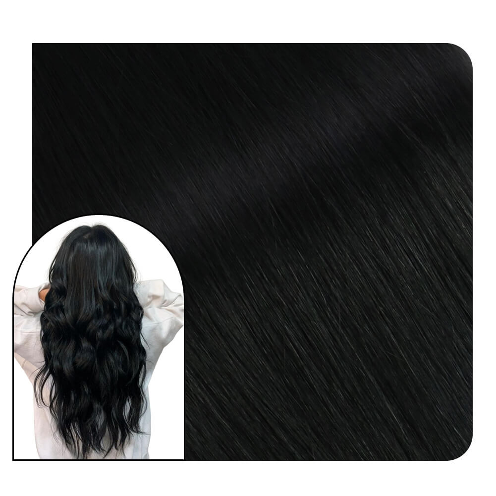Flower Tape in Hair Extensions For Fine Hair Jet Black