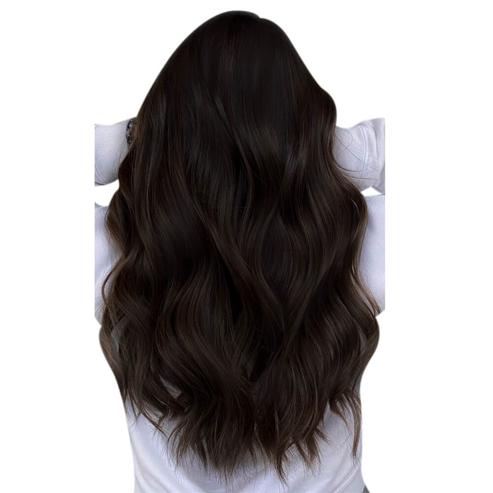 Hair Beach Weave Style Sew in Darkest Brown Hybrid Weft Extensions