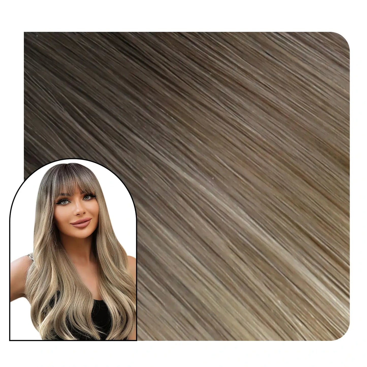 Human Hair Extensions Clip In Balayage Brown Blonde