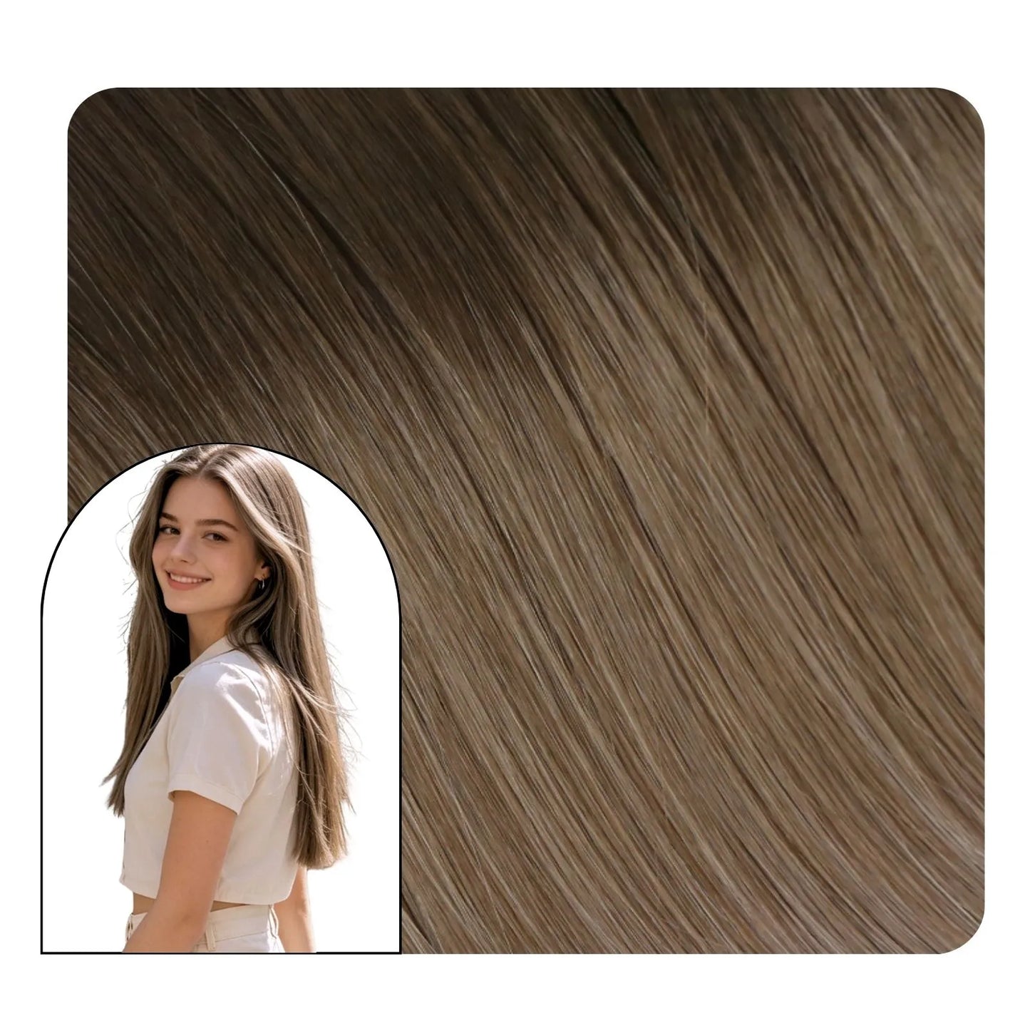 Non Pre‑Taped Tape In Hair Extensions Virgin Almond Brown Balayage