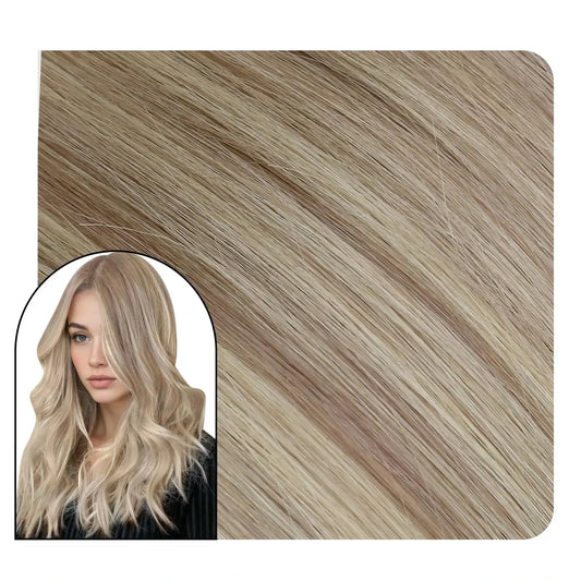 Clip in Extensions Ash Blonde Highlighted For Women
