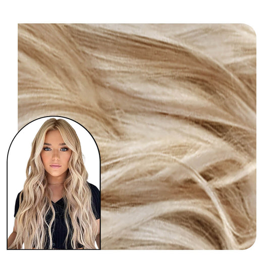 Body Wavy Inject Tape in Extensions Ash Blonde Highlighted Bleach Blonde