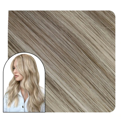 Clip in Hair Extensions 100% Human Hair Highlight Brown Blonde