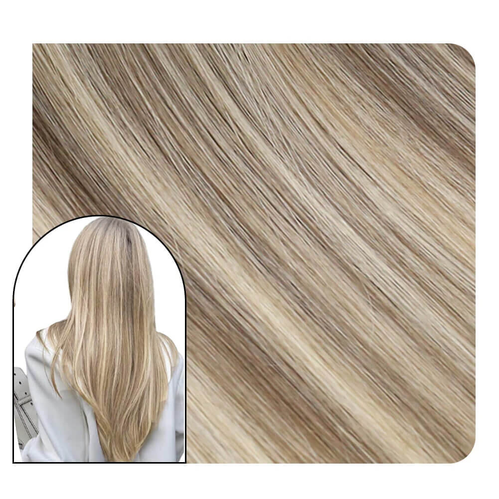 Invisible Seamless PU Inject Tape in Extensions Highlight Brown With Blonde