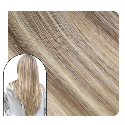 Invisible Seamless PU Inject Tape in Extensions Highlight Brown With Blonde