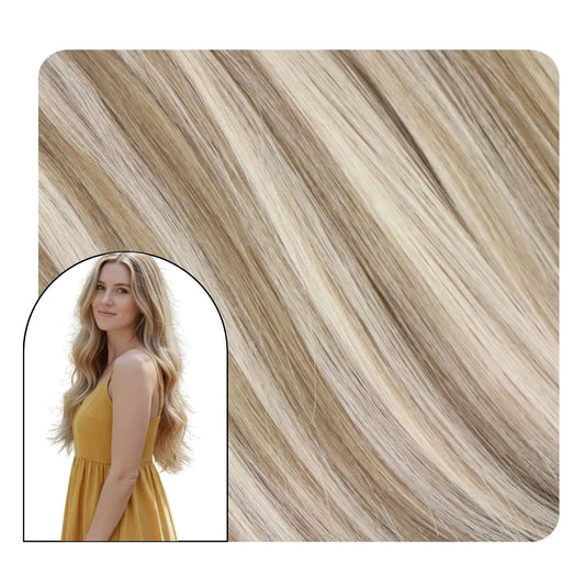 Salon Tape‑In Hair Extensions Without Pre‑Attached Tape Virgin Hair Beige Blonde