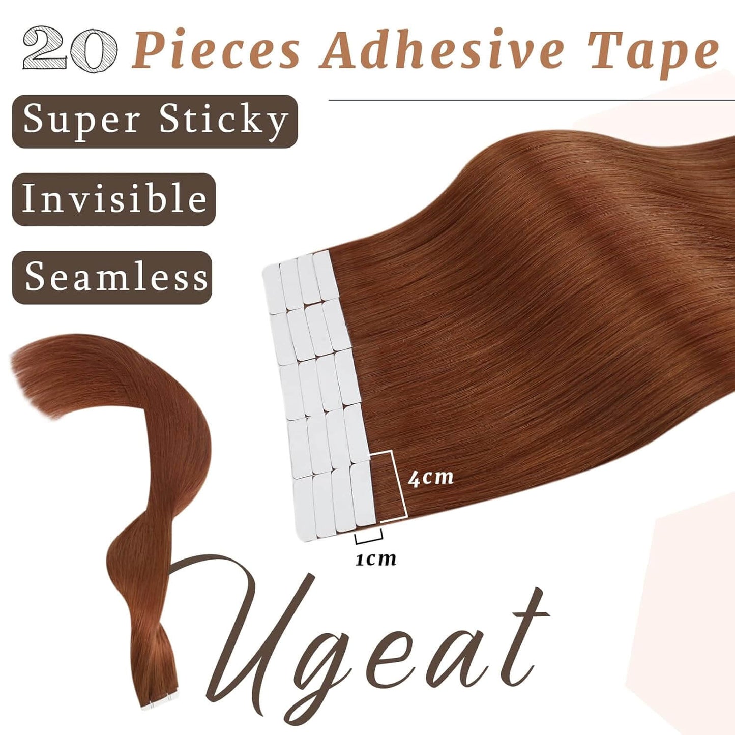 Tape in Hair Extensions 100% Remy Human Hair Copper Color