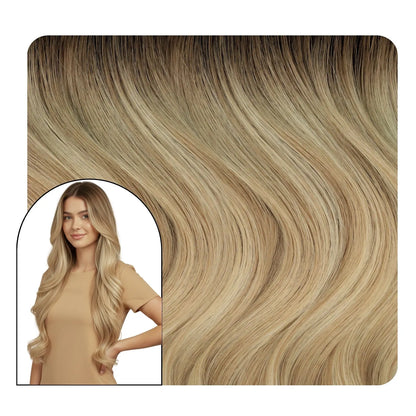 balayage blonde wavy butterfly weft hair for thin hair
