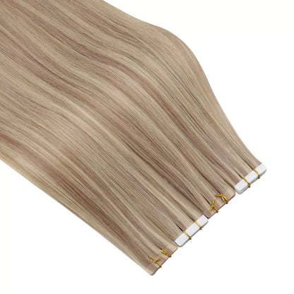 Piano Color Ash Blonde with Bleach Blonde Tape in Hair Extensions