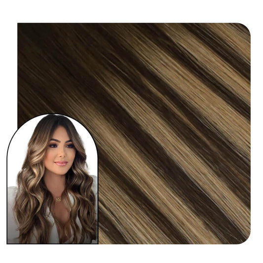 [Virgin+] Balayage Ombre Brown Tape in Human Hair Extensions #BM