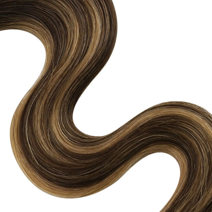 balayage brown wavy butterfly weft hair for thin hair