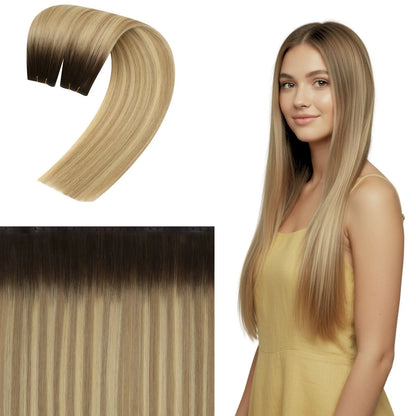 butterfly hair extensions real weft human hair extensions balayage brown with blonde
