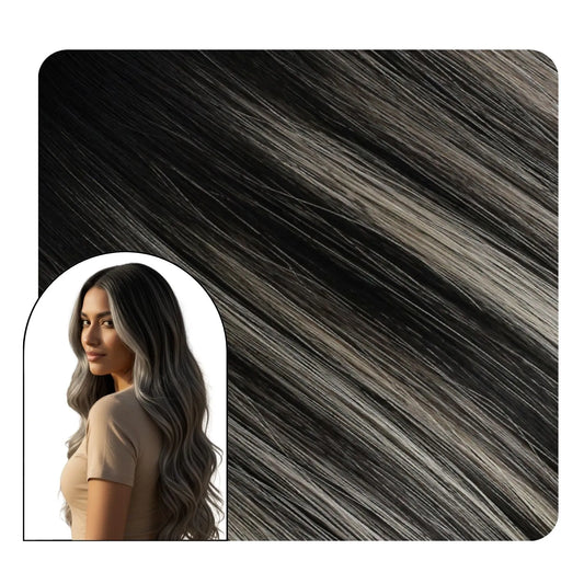 butterfly hair extensions real weft human hair extensions black with silver