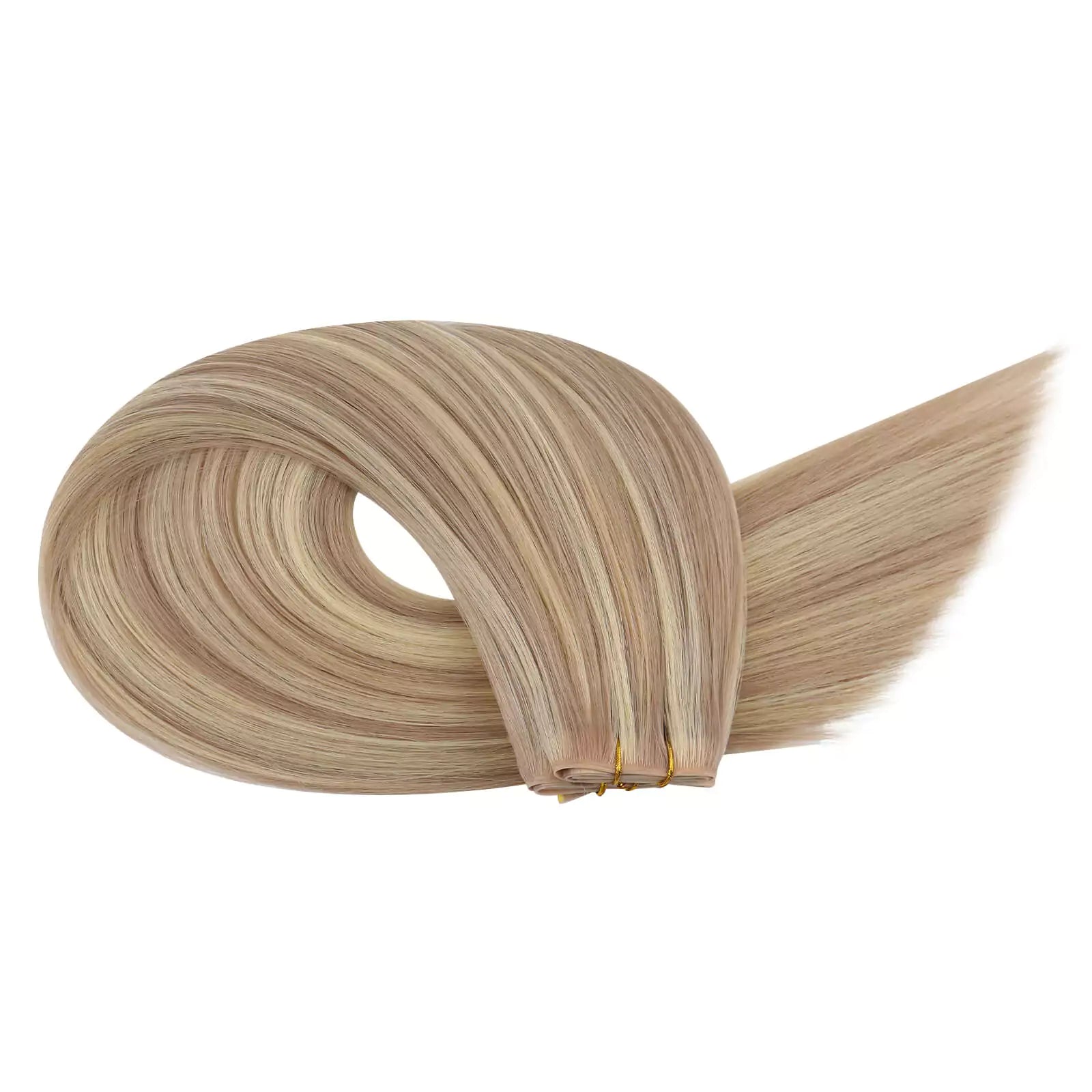 PU weft injected human hair bundles with small hole