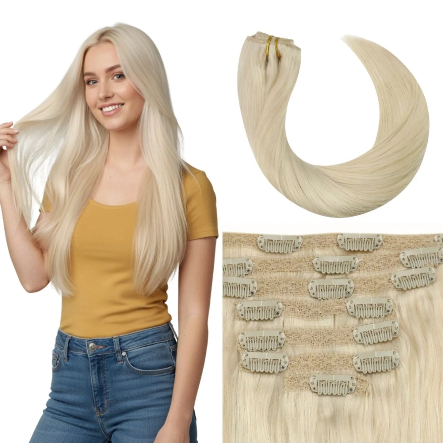 blonde human hair extensions clip ins