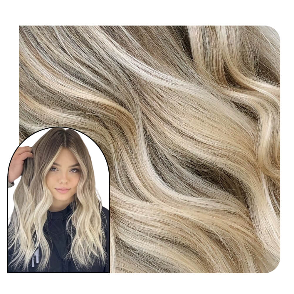 Balayage Omber Brown to Blonde Virgin Curly Tape in Extension