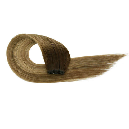 [Virgin+] Machine Human Hair Weft Balayage Brown With Blonde #3/8/22