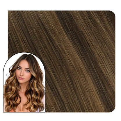 Injection Tape in Hair Extensions Virgin Hair Balayage Color #DU