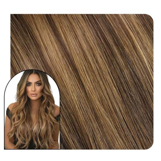 Invisible Virgin Hand-tied Hair Weft Human Hair Extensions For Women #DU